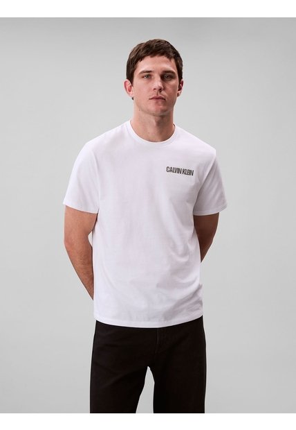 Camiseta Blanca De Algodón Con Gráfico 3D Calvin Klein