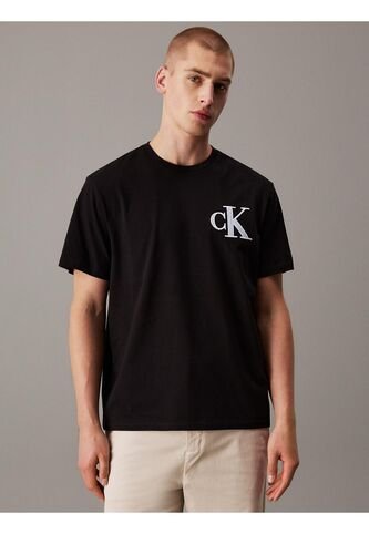 Camiseta Negra Varsity Con Monograma De Parche Calvin Klein Calvin Klein