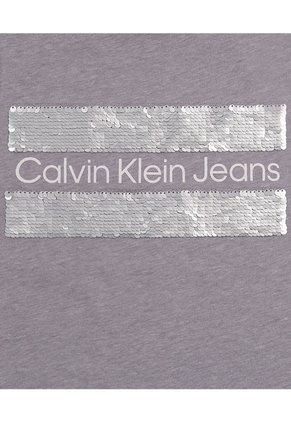 Camiseta Para Niña Manga Corta Gris Calvin Klein