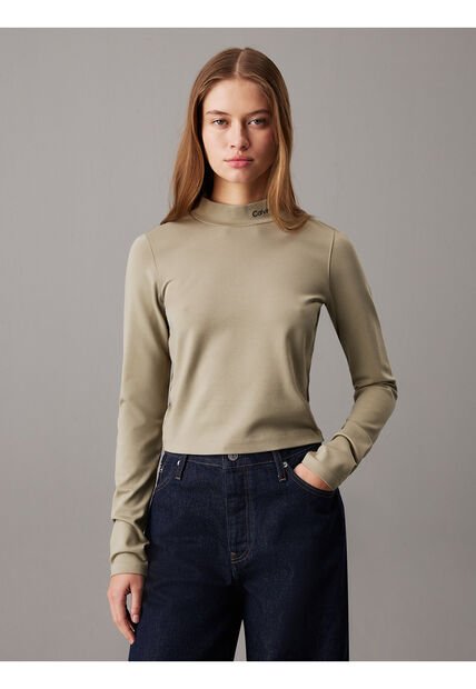 Camiseta Verde Manga Larga Punto Milano Calvin Klein