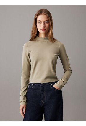 Camiseta Verde Manga Larga Punto Milano Calvin Klein