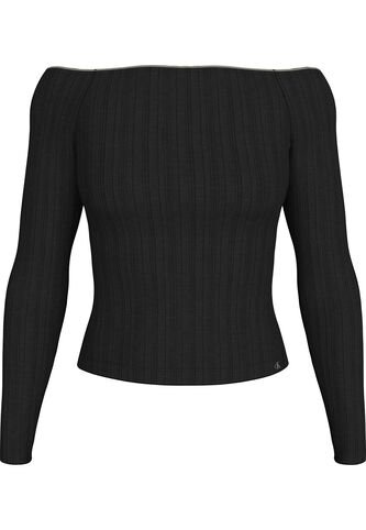 Camiseta Negra Canalé Estilo Bardot Calvin Klein Calvin Klein