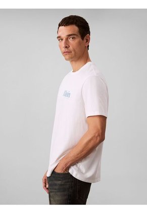 Camiseta Blanca Con Estampado Gráfico De Logo En Letra Cursiva Calvin Klein