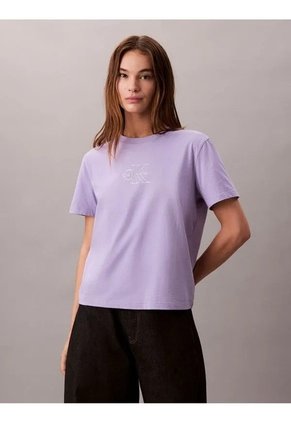 Camiseta Rosa Clásica Con Monograma Metalizado Calvin Klein