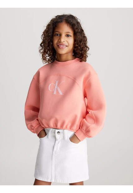 Suéter Rosado Boxy Con Monograma Para Niña Calvin Klein