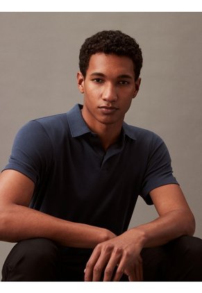 Polo Negro De Manga Corta En Algodón Supima Calvin Klein
