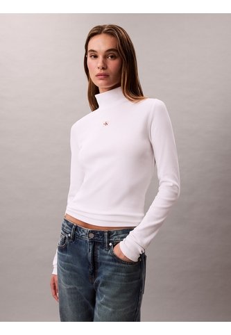 Camiseta Blanca Manga Larga Con Cuello Tortuga Calvin Klein Calvin Klein