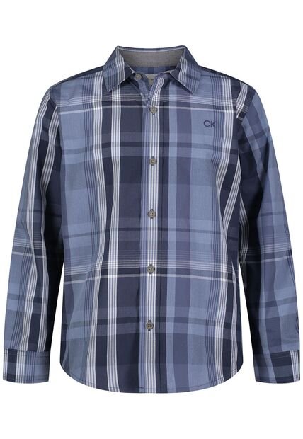Camisa Con Estampado De Cuadros Para Niño Azul Calvin Klein