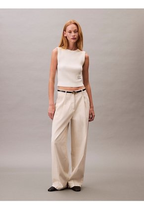 Saco Blanco Tejido Sin Mangas Con Cuello Redondo Calvin Klein