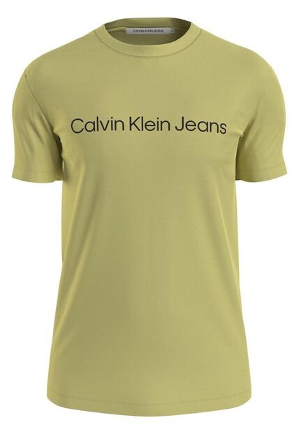 Camiseta Con Logo En El Pecho Hombre Amarillo Calvin Klein