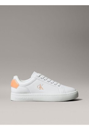 Tenis Blanco Classic Cupsole De Cuero Con Parche Calvin Klein