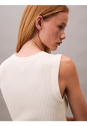 Saco Blanco Tejido Sin Mangas Con Cuello Redondo Calvin Klein