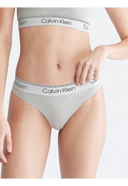 Tanga Con Logo Mujer Gris Calvin Klein