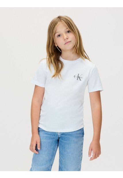 Camiseta Blanca Para Niño Infantil Con Monograma Calvin Klein