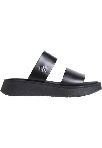 Sandalias Negro De Cuero Con Plataforma Calvin Klein