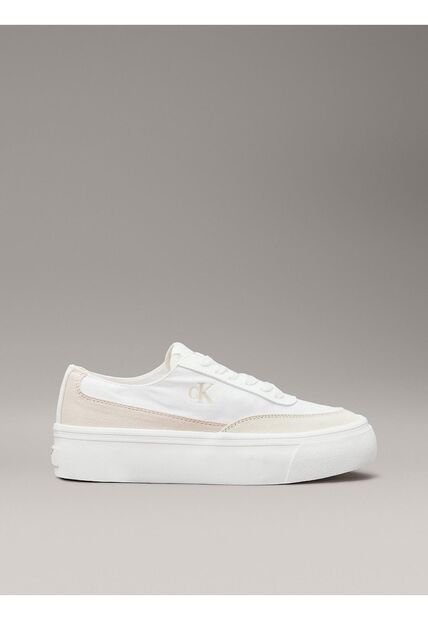 Tenis Blanco De Lona Con Plataforma Calvin Klein