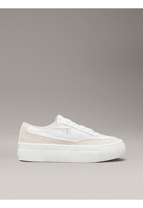 Tenis Blanco De Lona Con Plataforma Calvin Klein