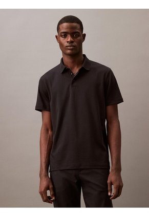 Polo Negro De Manga Corta En Algodón Supima Calvin Klein