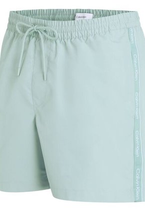 Traje Celeste De Baño De Largo Medio Con Cordón - Logo Tape Calvin Klein