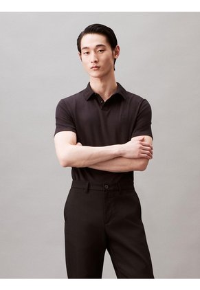 Polo Negro De Manga Corta En Algodón Supima Calvin Klein