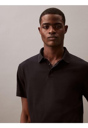 Polo Negro De Manga Corta En Algodón Supima Calvin Klein
