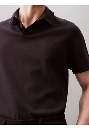 Polo Negro De Manga Corta En Algodón Supima Calvin Klein