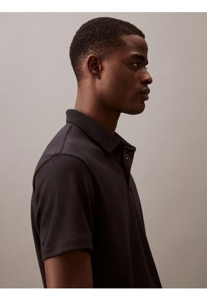 Polo Negro De Manga Corta En Algodón Supima Calvin Klein