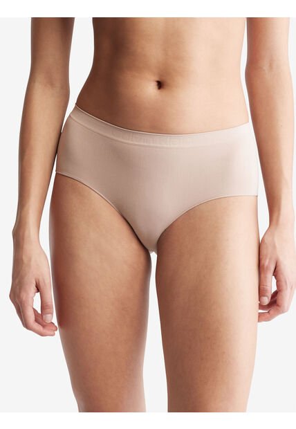 Pantie Beige Tipo Hispter Con Logo Calvin Klein