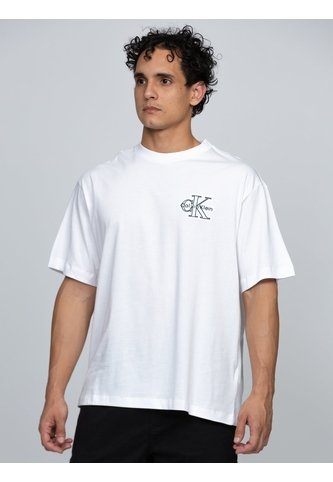 Camiseta Blanca Con Gráfico De Monograma Calvin Klein Calvin Klein Calvin Klein