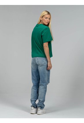 Camiseta Verde Boxy Con Estampado De Logo Calvin Klein