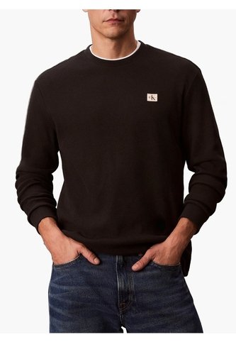 Camiseta Negra De Manga Larga Con Textura Ligera Calvin Klein Calvin Klein