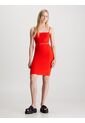 Vestido Rojo De Tirantes Con Logo Repetitivo Calvin Klein de Calvin Klein