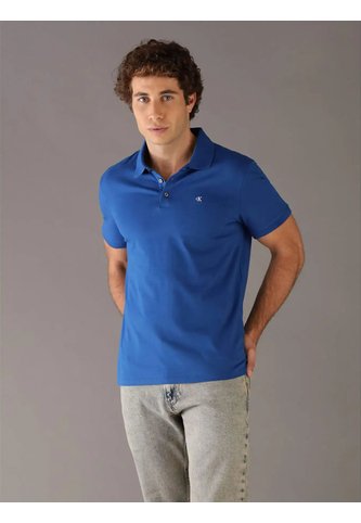 Polo Azul Clásico Con Monograma Bordado Calvin Klein Calvin Klein