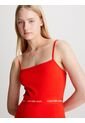 Vestido Rojo De Tirantes Con Logo Repetitivo Calvin Klein de Calvin Klein