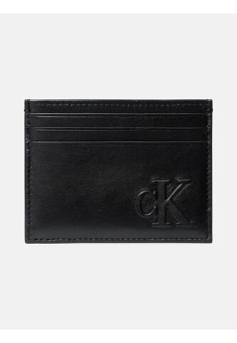 Tarjetero Negro De Cuero Con Monograma En Relieve Calvin Klein Calvin Klein