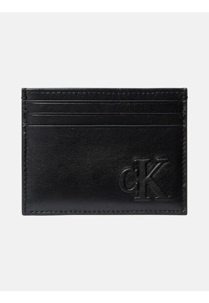 Tarjetero Negro De Cuero Con Monograma En Relieve Calvin Klein