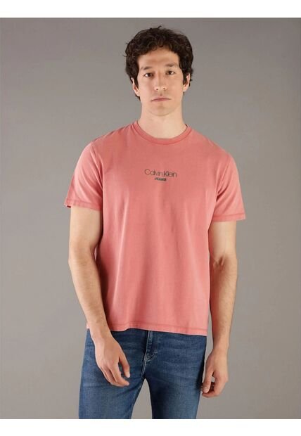Camiseta Naranja Acid Wash Graphic Crewneck Calvin Klein