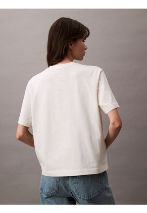 Camiseta Blanca Boxy Con Logotipo Calvin Klein