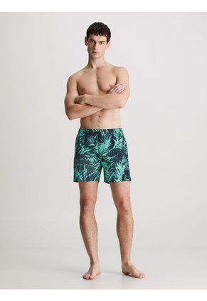 Bermuda De Baño Verde De Largo Medio Con Cordón - CK Print Calvin Klein