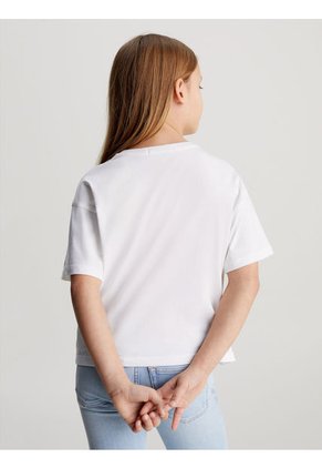Camiseta Blanca Con Monograma Boxy Para Niña Calvin Klein