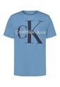 Camiseta Azul Manga Corta Con Logo De Monograma Calvin Klein de Calvin Klein