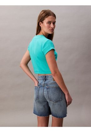 Camiseta Verde Ajustada Con Monograma Calvin Klein