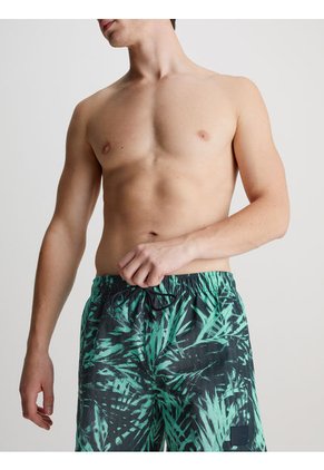 Bermuda De Baño Verde De Largo Medio Con Cordón - CK Print Calvin Klein