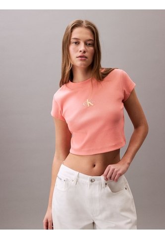 Camiseta Beige Ajustada Con Monograma Calvin Klein Calvin Klein