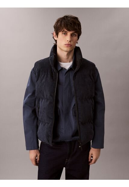 Chaleco Azul Acolchado Reversible De Pana Calvin Klein