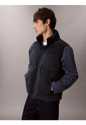 Chaleco Azul Acolchado Reversible De Pana Calvin Klein