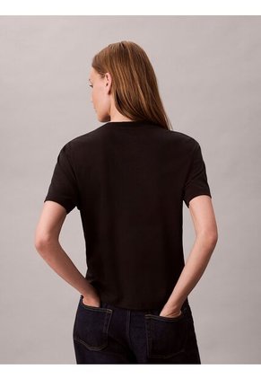 Camiseta Negra Emblemática De Logo Calvin Klein