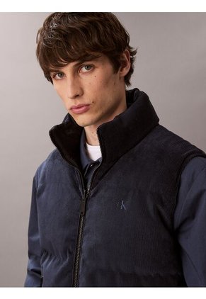 Chaleco Azul Acolchado Reversible De Pana Calvin Klein