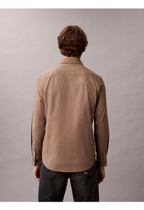 Camisa Chocolate Oxford Clásica De Manga Larga Calvin Klein