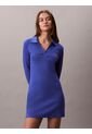 Vestido Azul Polo Acanalado De Manga Larga Calvin Klein de Calvin Klein